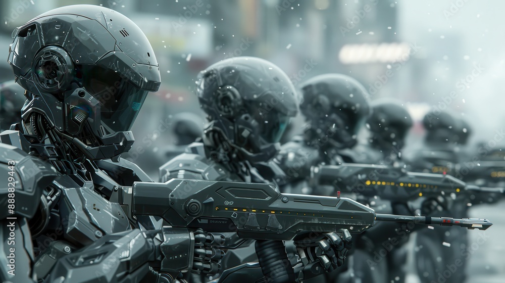 Futuristic Soldiers in Formation Futuristic Soldiers in Formation