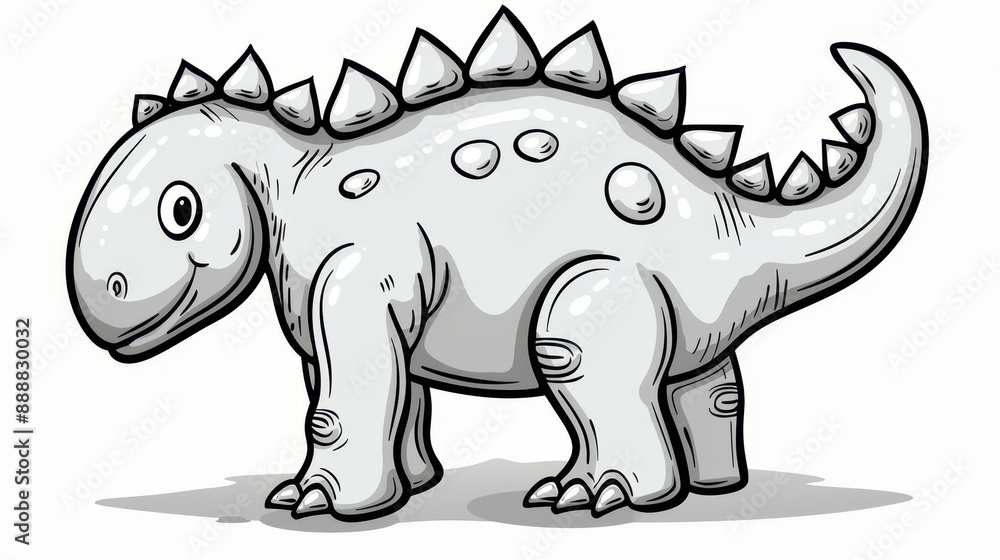 Fototapeta premium Unique handdrawn dinosaur sketch on white background. Perfect for modern print designs.