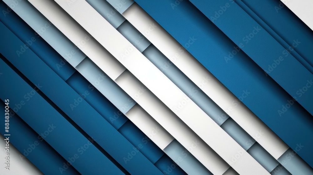 Fototapeta premium Dynamic blue shapes with white lines on a minimal geometric background. Abstract, modern, hipster, and futuristic graphic design.