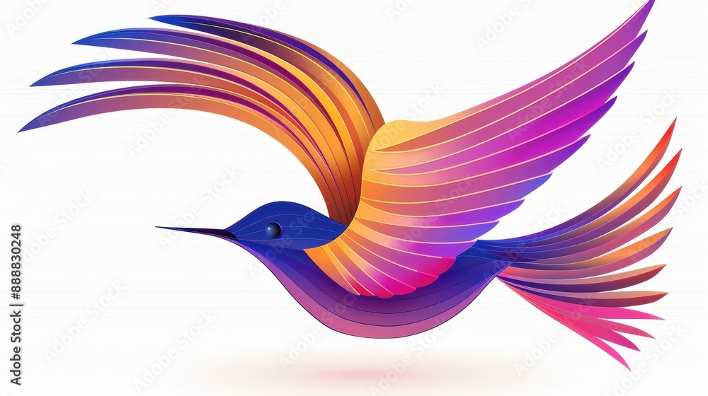 Obraz premium Abstract bird logo design with bold vector lines on white background in high definition.
