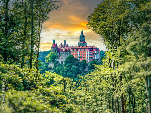 Obraz na płótnie Książ Castle, the third largest castle in Poland. w salonie