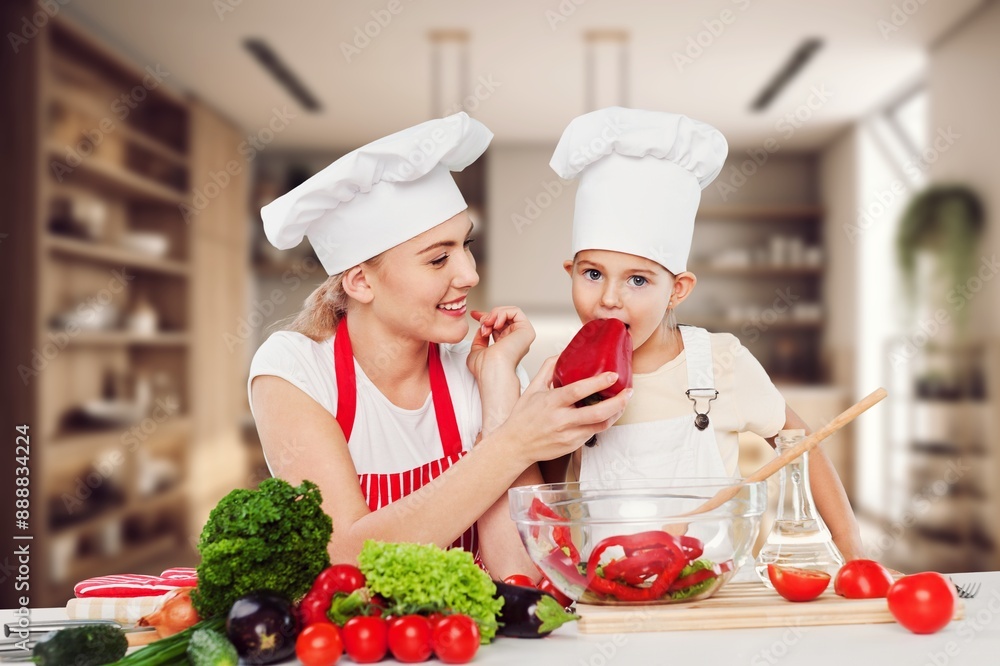 Healthy food concept. Happy family cook at kitchen Healthy food concept. Happy family cook at kitchen