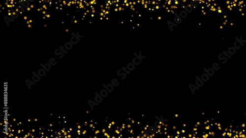 Loop Gold glitter particles animation on black, green, blue Background