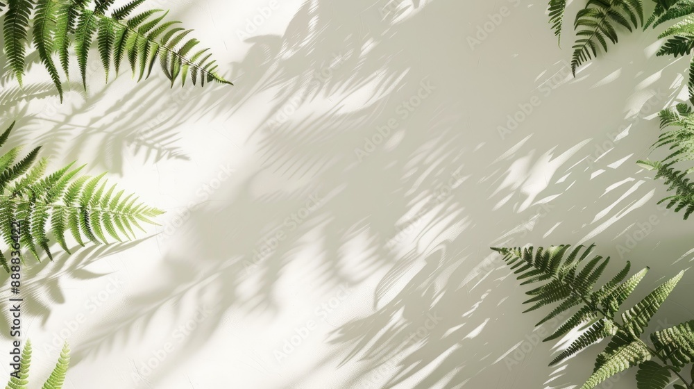 Obraz premium Fern leaves casting shadows on white wall
