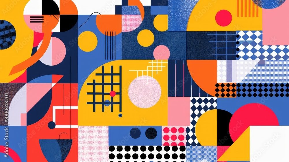 Vibrant geometric shapes overlapping in dynamic patterns Vibrant geometric shapes overlapping in dynamic patterns