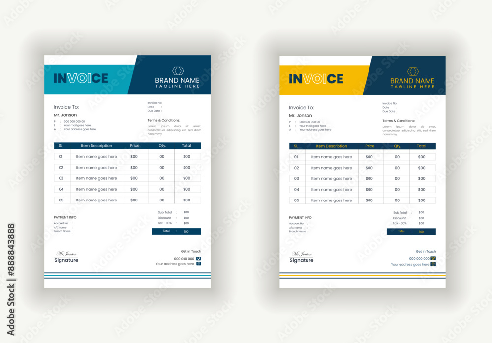 Minimal Corporate Business Invoice template design with vector Minimal Corporate Business Invoice template design with vector