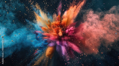Wallpaper Mural Colorful powdered explosion on dark backdrop Torontodigital.ca
