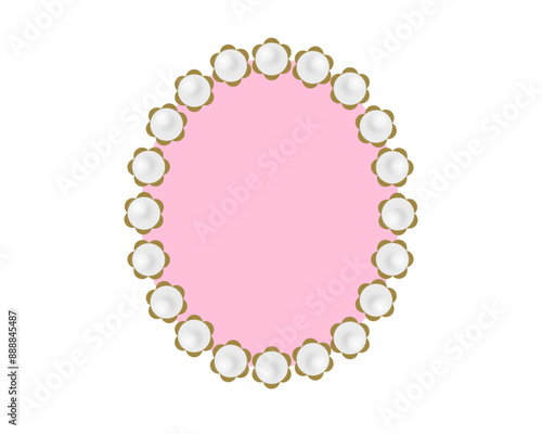 アンティークな真珠のピンク色の丸いフレーム