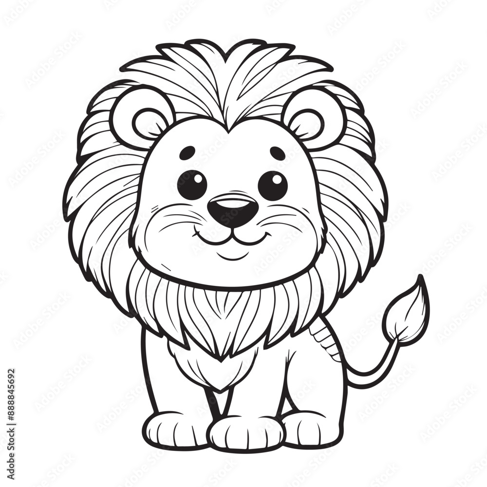 Obraz premium Ilustration vector cartoon lion