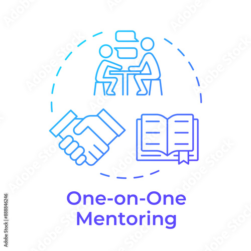 One-on-one mentoring blue gradient concept icon. Individual consultation. Personalized guidance. Round shape line illustration. Abstract idea. Graphic design. Easy to use in blog post