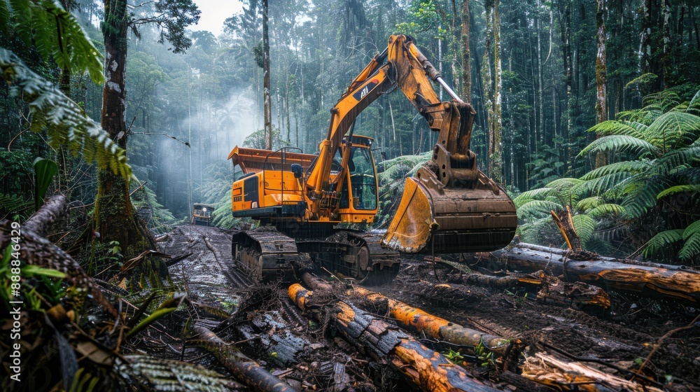 Excavator Clearing Forest for Logging Operations
Excavator Clearing Forest for Logging Operations