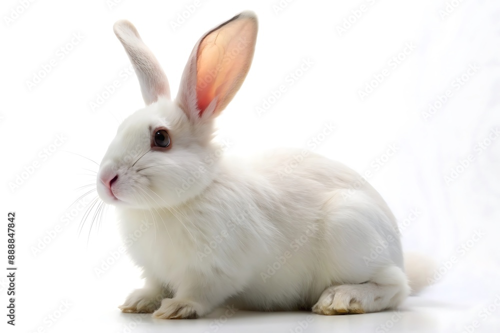 Adorable White Rabbit with Pink Nose. Adorable White Rabbit with Pink Nose.