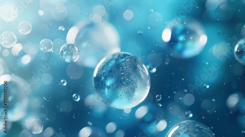 Wallpaper Mural Blue frosty spheres floating against a soft blue background soft lighting macro shot Torontodigital.ca