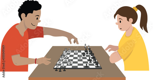 Two indian kids playing Chess