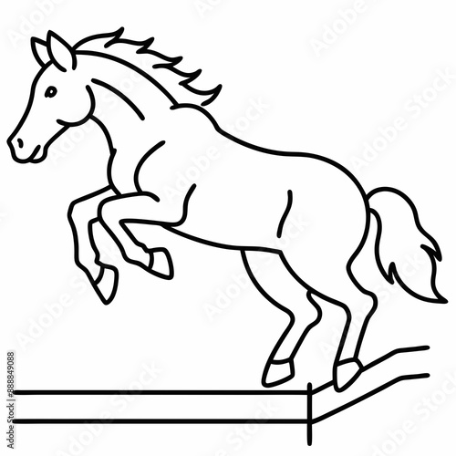 horse is jumping illustration vector line art