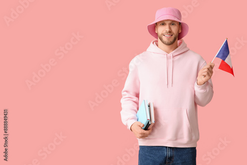 Male French student with bo...