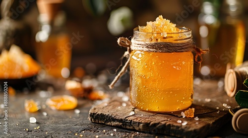 Obraz na płótnie In a historic jar caramelized sugar with bright orange jelly w salonie