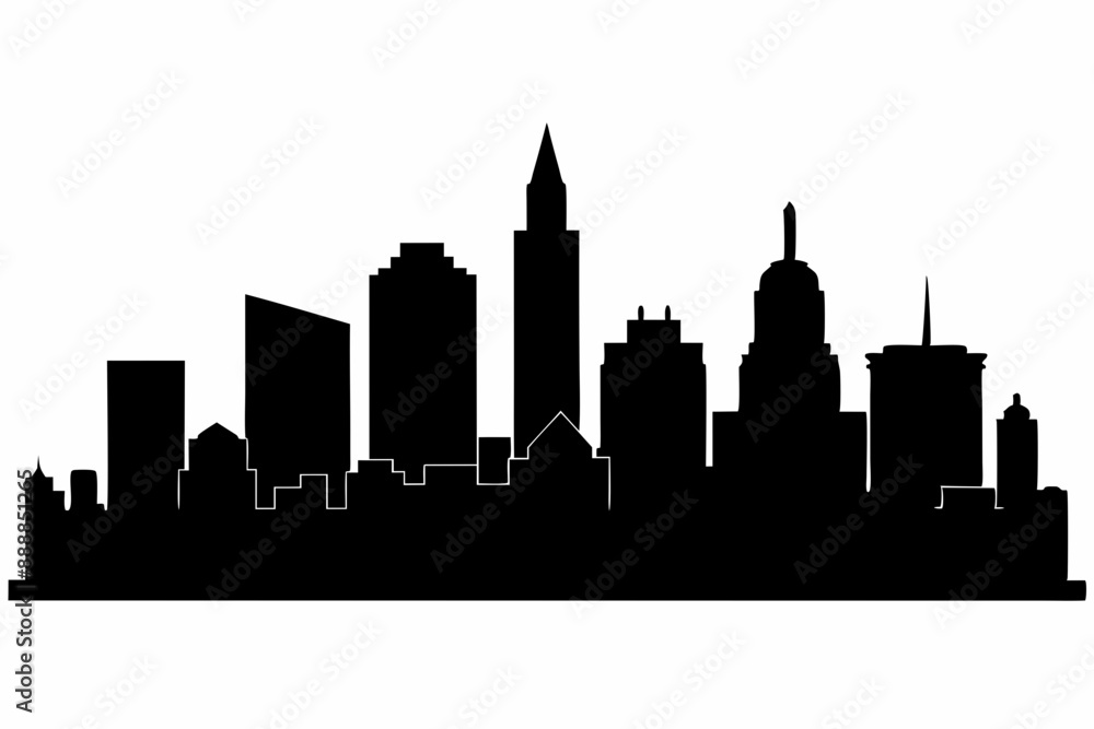 Fototapeta premium Boston City Massachusetts Skyline Silhouette Cityscape Vector