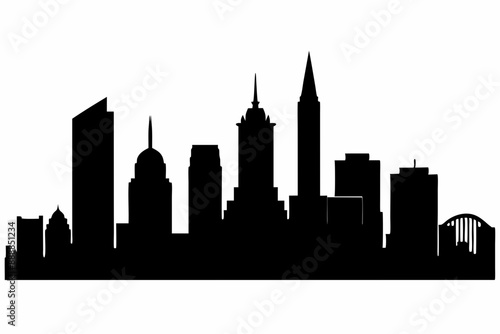  Boston City Massachusetts Skyline Silhouette Cityscape Vector