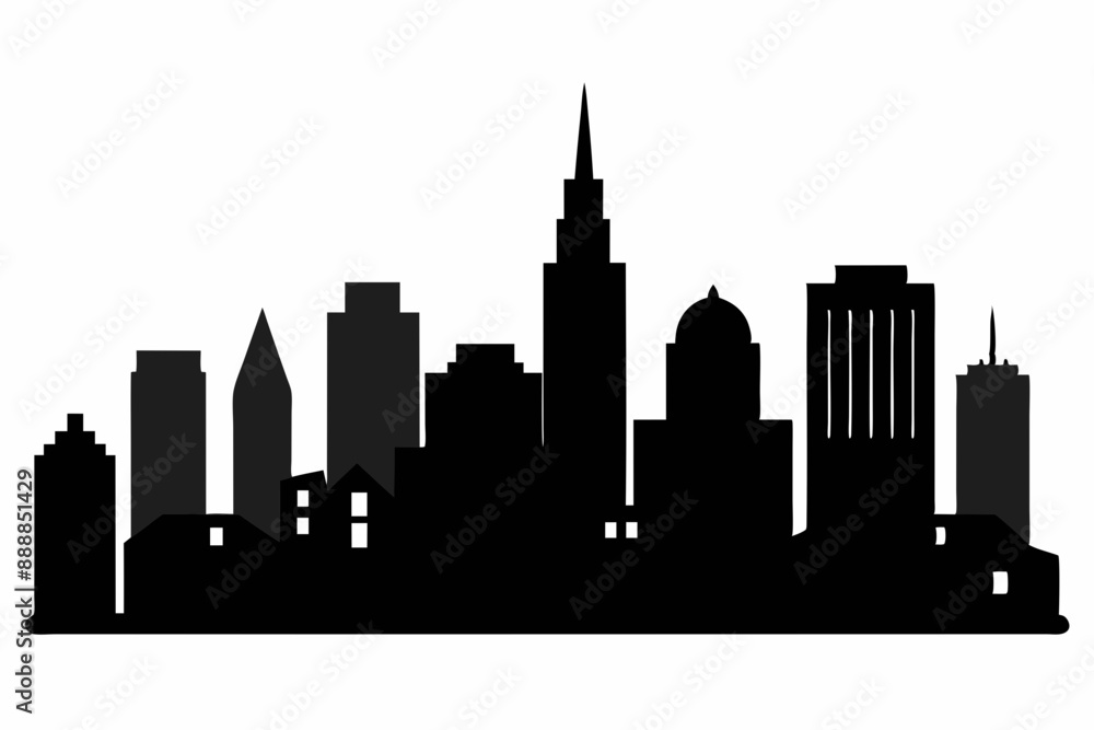 Obraz premium Boston City Skyline Silhouette, City buildings black Silhouette vector