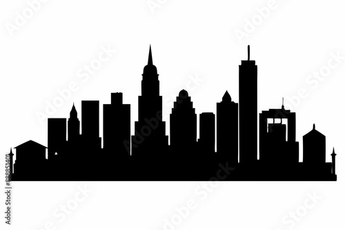 Boston City Skyline Silhouette, City buildings black Silhouette vector