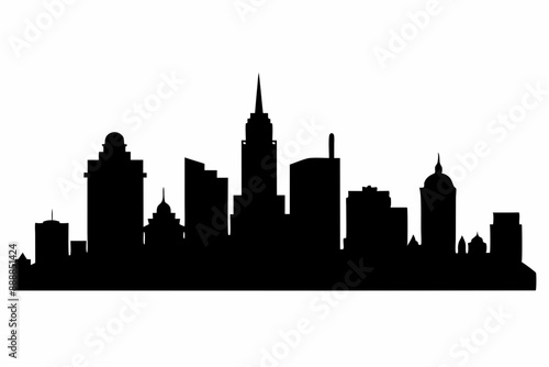 Boston City Skyline Silhouette, City buildings black Silhouette vector