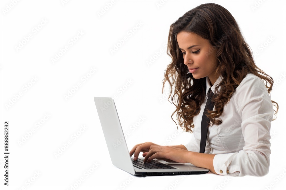 Professional Banner with Woman Using Laptop Professional Banner with Woman Using Laptop