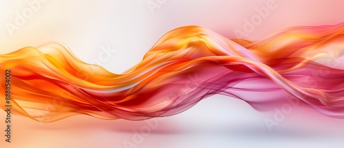  an orange and pink wave against a white and softly pink background