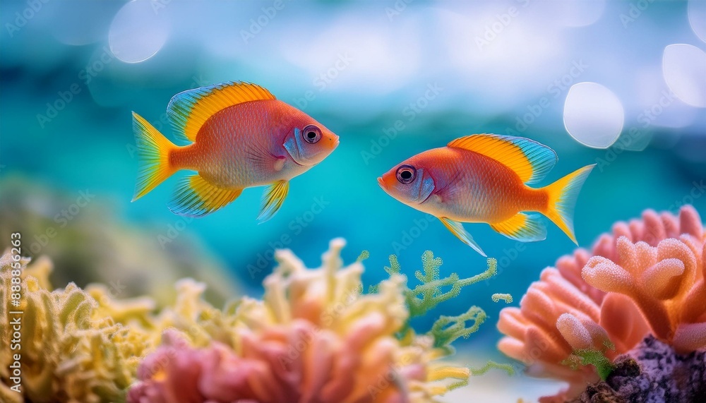 Naklejka premium fish in aquarium coral reef and fish coral, fish, reef, water, ocean..fish, sea, underwater, water, ocean, fish