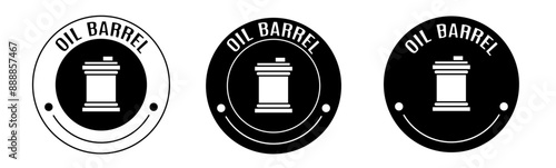 Black and white illustration of oil barrel icon in flat. Stock vector. photo