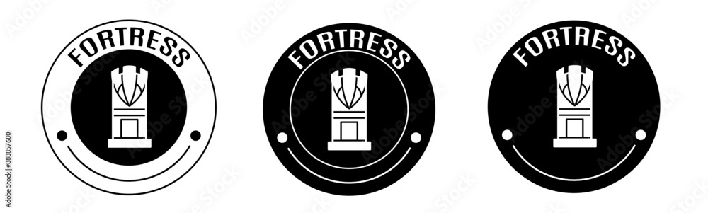 Black and white illustration of fortress icon in flat. Stock vector. Black and white illustration of fortress icon in flat. Stock vector.