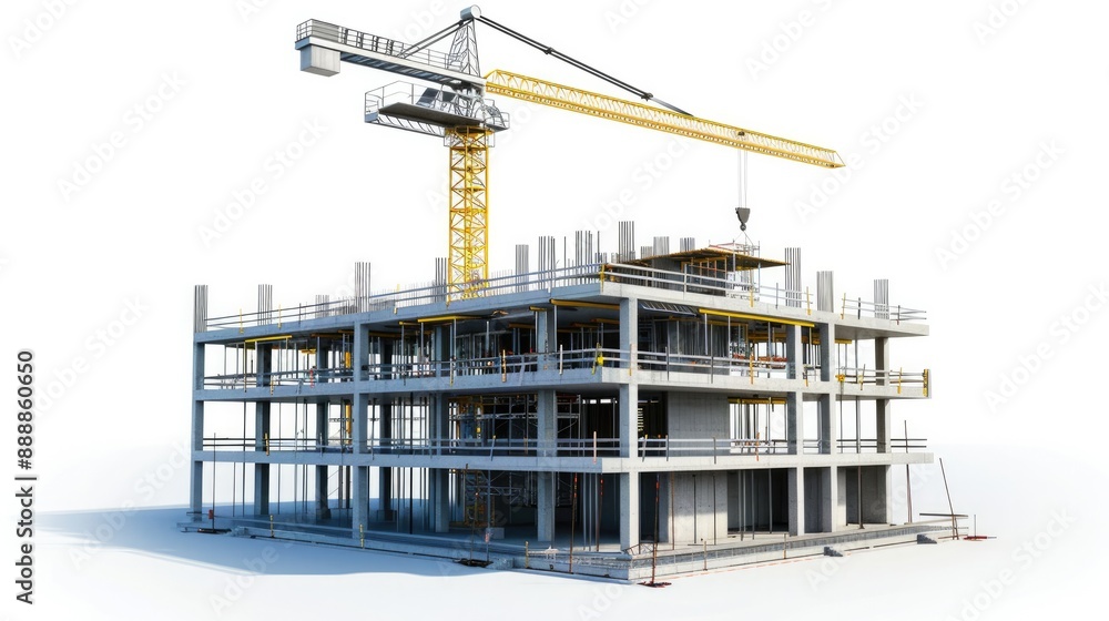 Construction site, BIM project, 3d rendering, 3d illustration on white background. Construction site, BIM project, 3d rendering, 3d illustration on white background.
