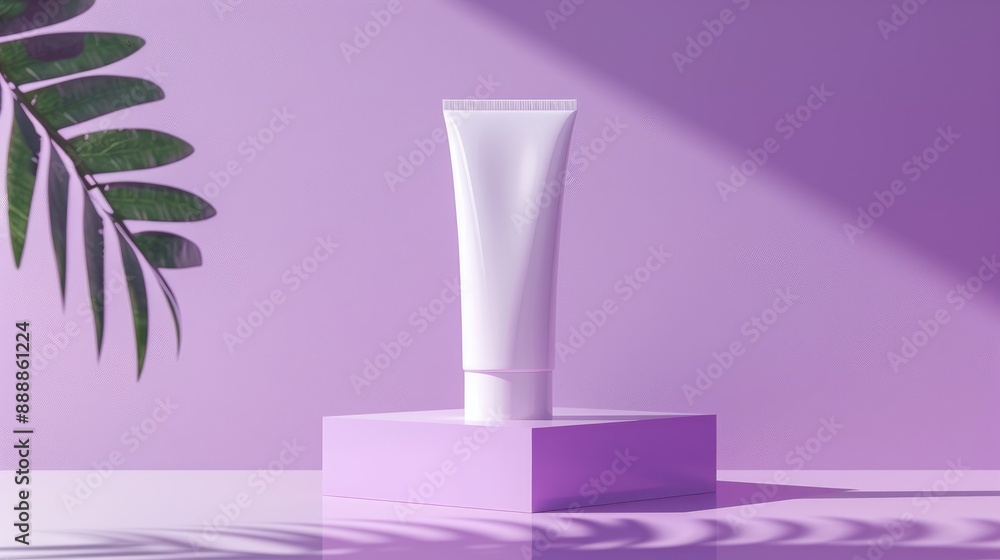 Mockup of cosmetic tube on lilac background for skin care products Beauty concept with lotion bottle template and cream packaging stand mockup Mockup of cosmetic tube on lilac background for skin care products Beauty concept with lotion bottle template and cream packaging stand mockup
