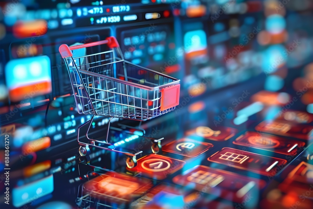 Ecommerce Security Concept with Digital Shopping Cart Ecommerce Security Concept with Digital Shopping Cart