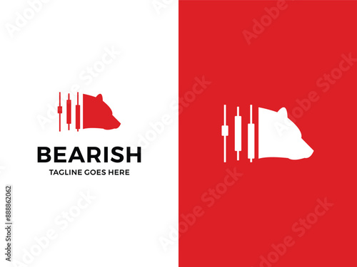 bearish bear symbols of stock market trends vector template 
