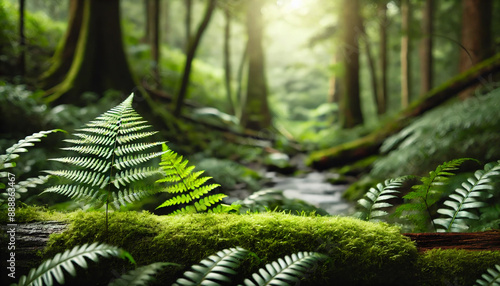 Mockup of a tube on a natural background in the forest, an environmentally friendly product, natural components