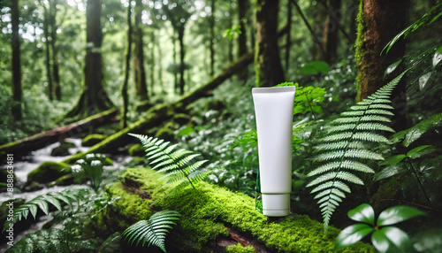 Natural Skincare Mockup in Tropical Environment