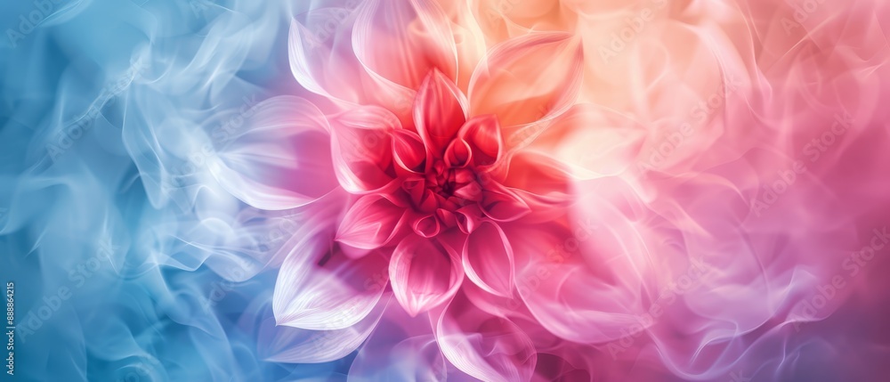A tight shot of a blooming flower emitting substantial smoke from its petal core A tight shot of a blooming flower emitting substantial smoke from its petal core
