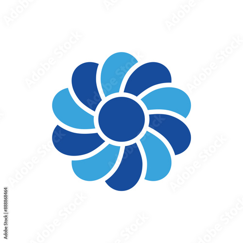 flowers icon color or logo illustration glyph blue color style 