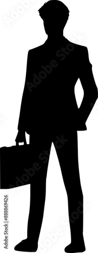 silhouette of a person with a bag, man with briefcase vector illustration