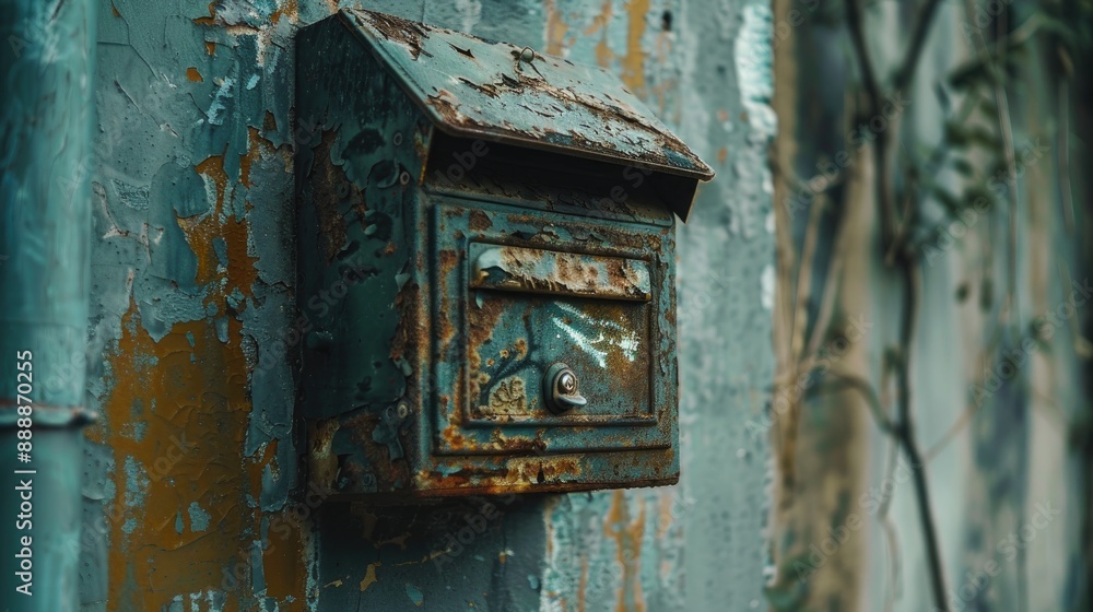 Damaged mailbox hanging on a wall Damaged mailbox hanging on a wall