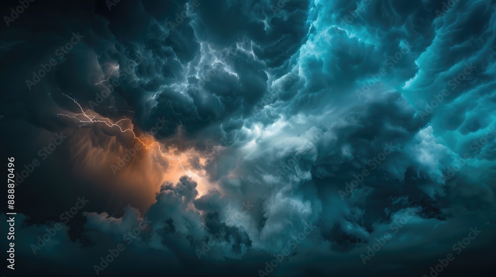 Dark cloudy sky with lightning and thunder Dark cloudy sky with lightning and thunder