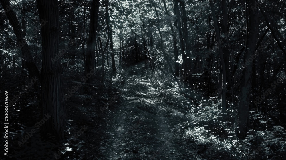 Obraz premium Dark trail in the woods