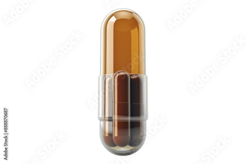 Capsule medical pill bottle isolated on transparent background