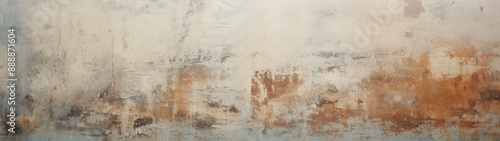 photograph of an abstract painting background with a distressed, weathered texture and muted colors © Varunee