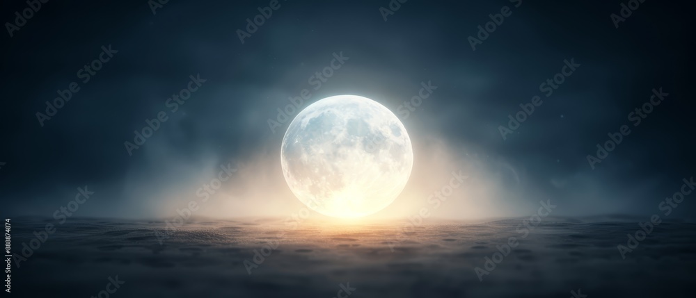 A full moon glowing in a dark sky, punctuated by a bright light at its center A full moon glowing in a dark sky, punctuated by a bright light at its center