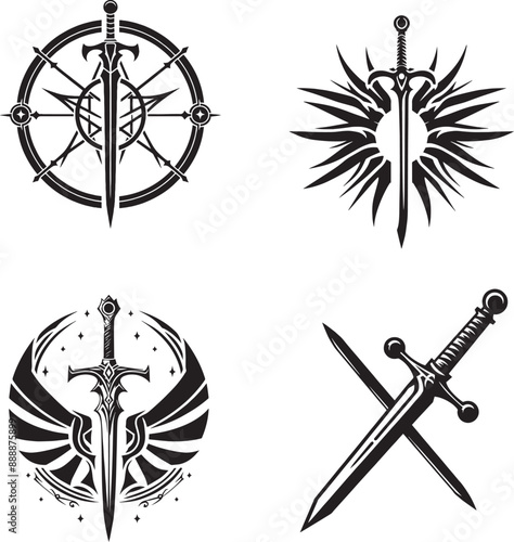 Sword Black and Whitte Silhouette 