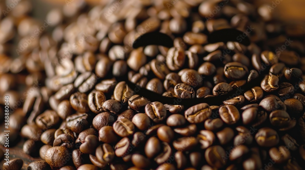 Fototapeta premium Face made of coffee beans mimicking a broad smile