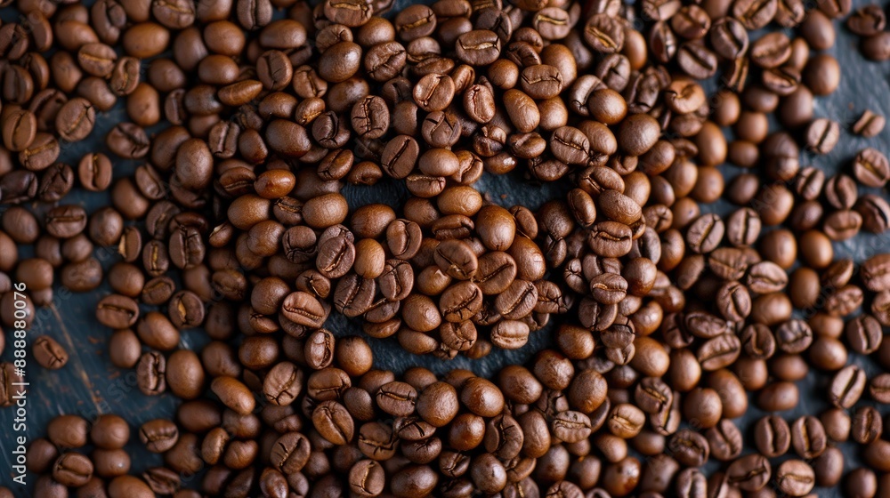 Face made of coffee beans mimicking a broad smile Face made of coffee beans mimicking a broad smile
