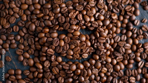 Face made of coffee beans mimicking a broad smile © Krill